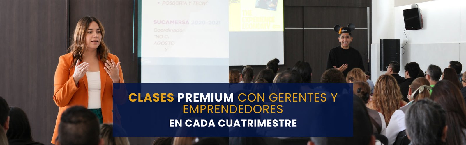 Clases premium con gerentes y emprendedores en cada cuatrimestre